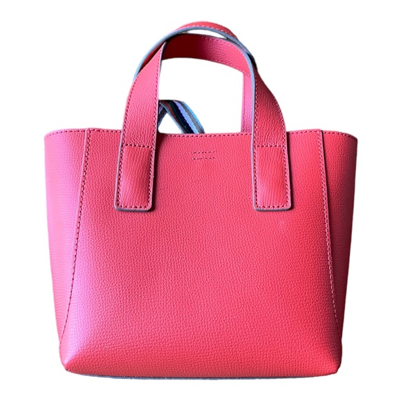 Loeffler Randall Ribbon Mini Leather Shopper Persimmon Red Convertible Crossbody - Picture 5 of 16